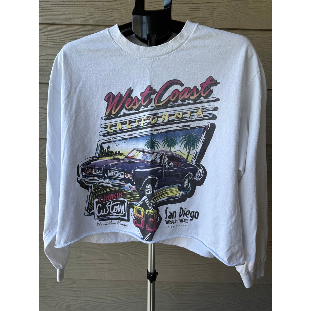 Vintage 1993 West Coast Cropped Long Sleeve Tee – One Size (Est. Women's Large)